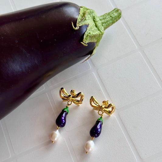 Eggplant Bow Earrings