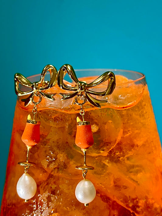 Aperol Spritz Bow Earrings