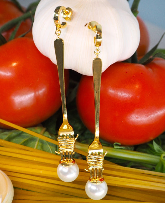 Spaghetti And Meatball Pearl Earrings