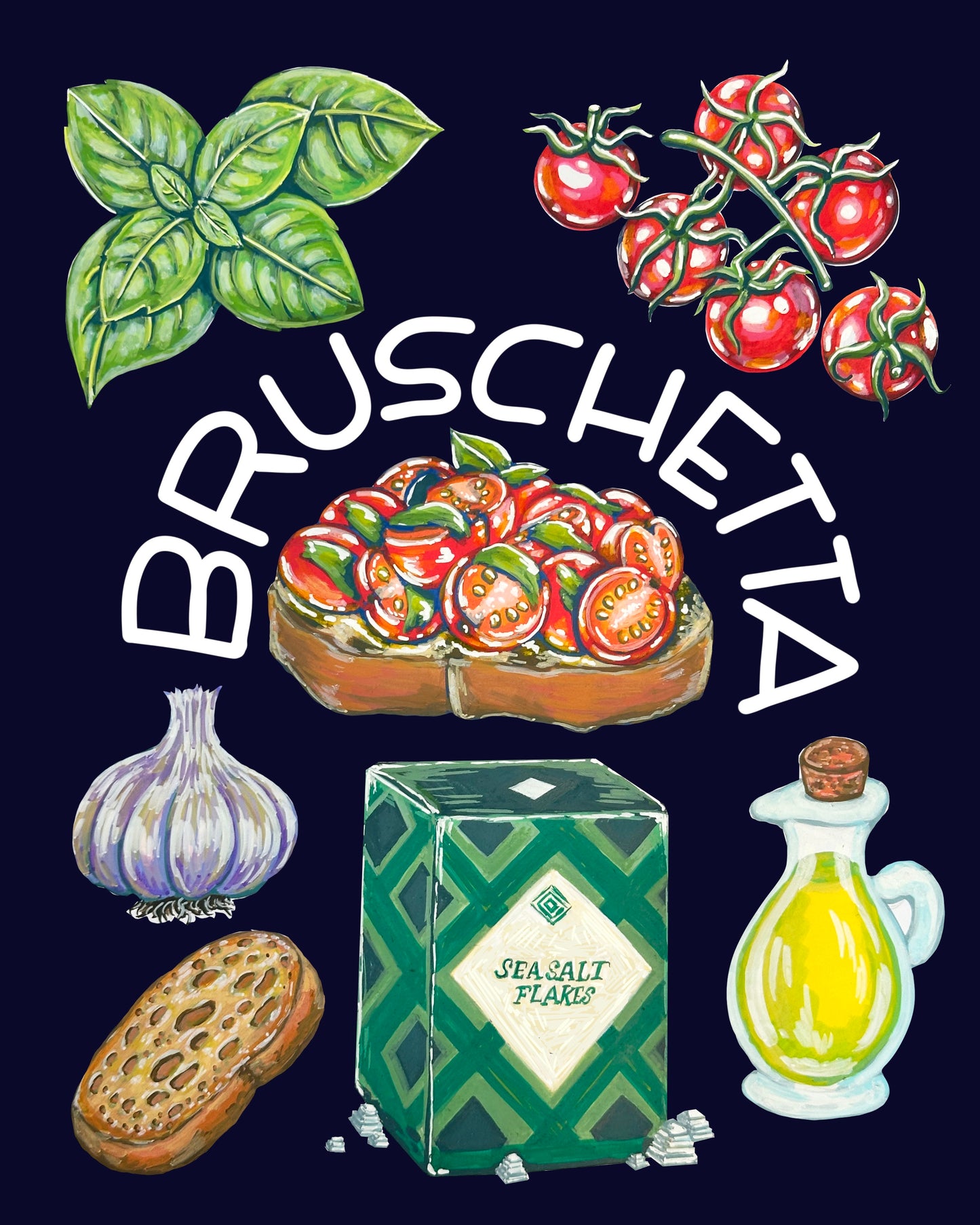 Bruschetta Print (Dark Blue)