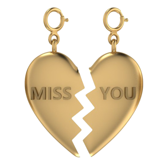 Gold 'Miss You' Friendship Heart Charms - Bunx