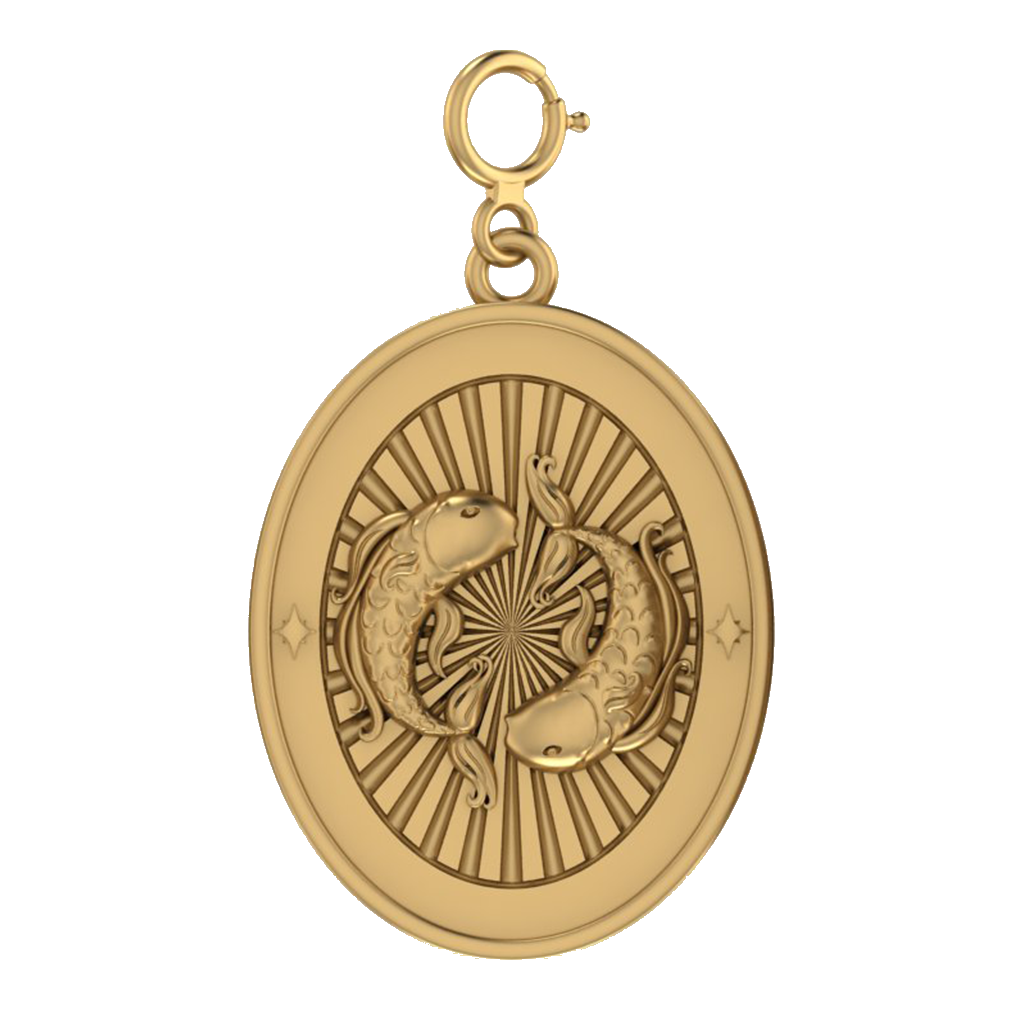 Gold Pisces Zodiac Charm - Bunx